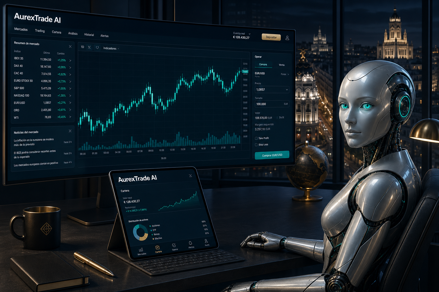 Interfaz de AurexTrade AI para análisis de mercados